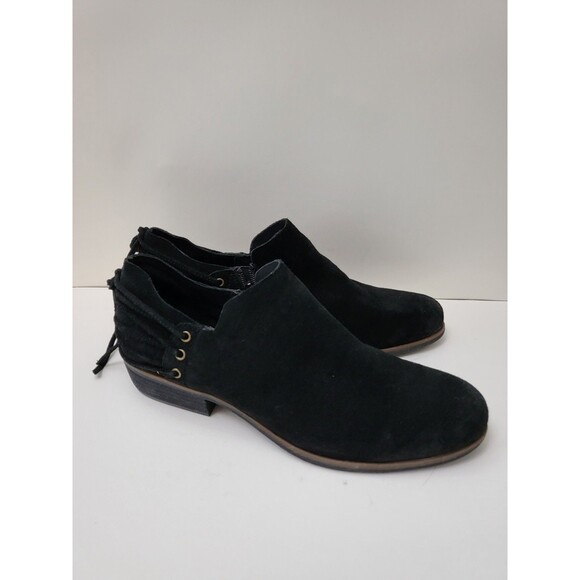 KORKS Ankle Boots Womens 10 Black Suede Leather Lydney Shootie Lace Up Zip - Picture 1 of 11